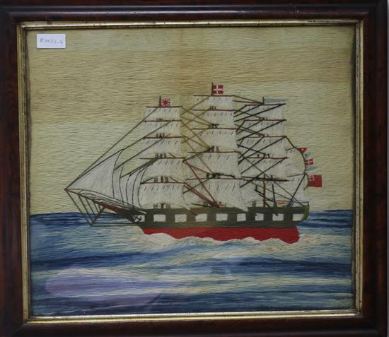 A Victorian sailors woolwork picture